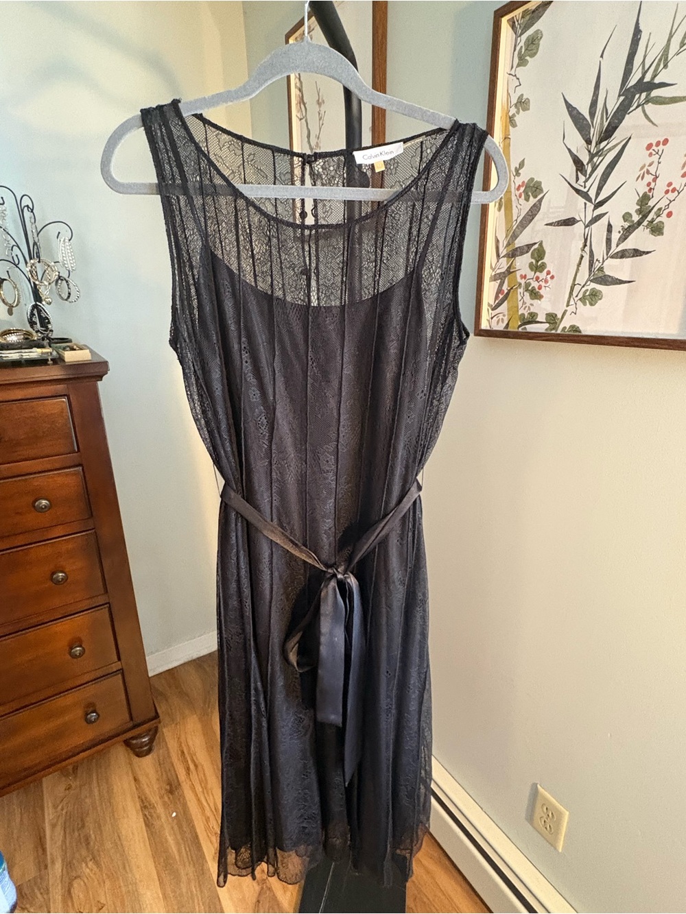 Calvin Klein Classic Black Lace Sleeveless Dress